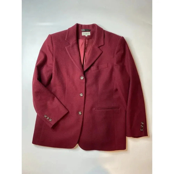 LL Bean Vintage Red Wool Blazer Jacket Coat Women’s Size 12 - Picture 1 of 7